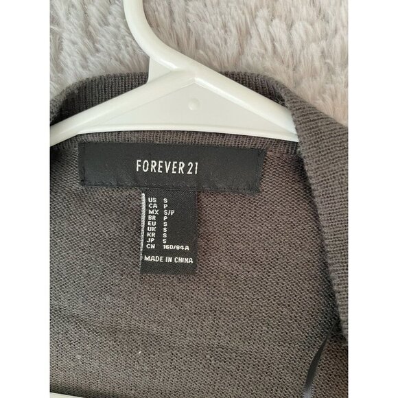 Forever 21 Gray Knit Open Front Waterfall Women's Cardigan Sweater Shawl Sz S - Picture 3 of 6